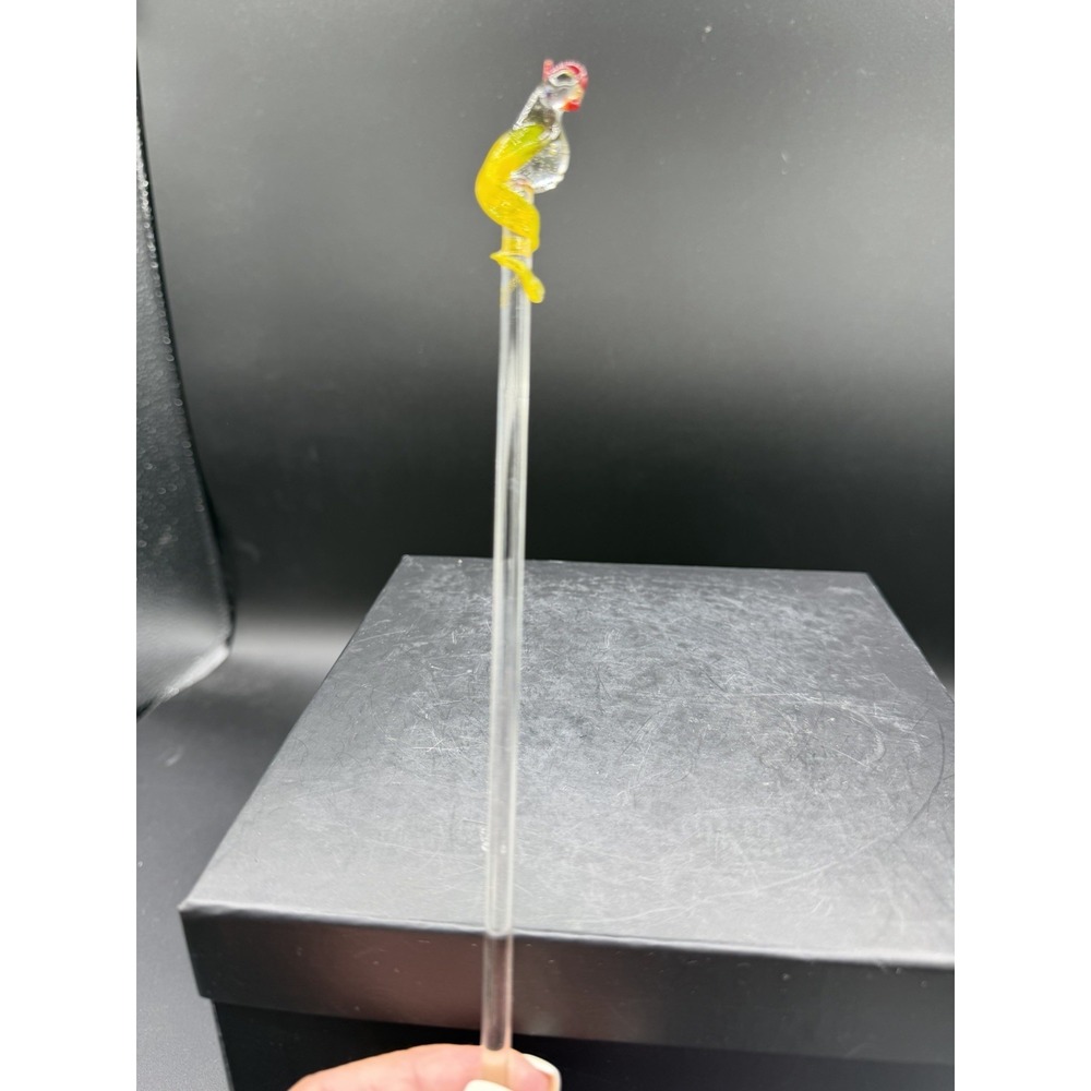 Vintage Glass Parrot Cocktail Stir / Swizzle Stick – EUC 🦜🍹 Barware Collect
